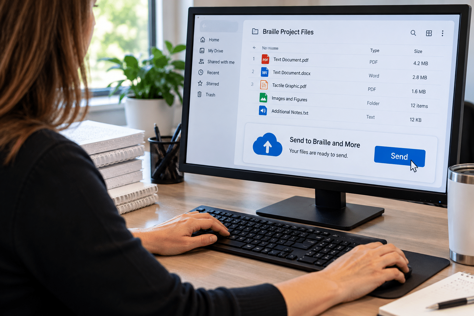 Sending digital files for braille transcription